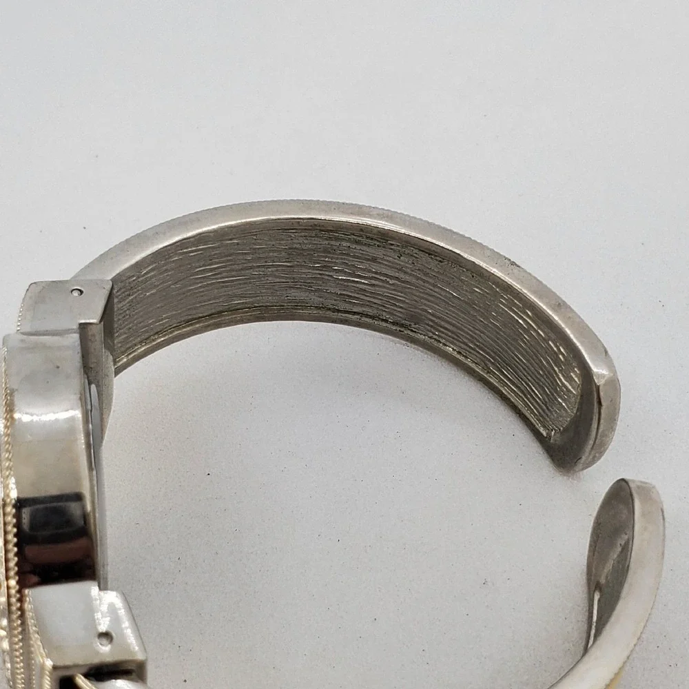 Women's Cuff Bracelet Watch Silver Yellow Tone Bracelet 5.75